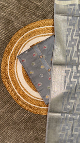 Grey Banarasi jacquard Unstitched suit